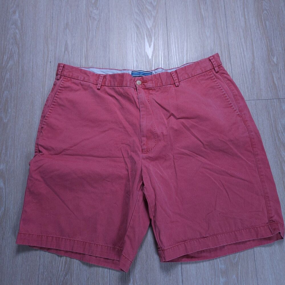 Peter Millar Winston Shorts Mens 40 Red Washed Twill Pima Cotton Flat Front 8"